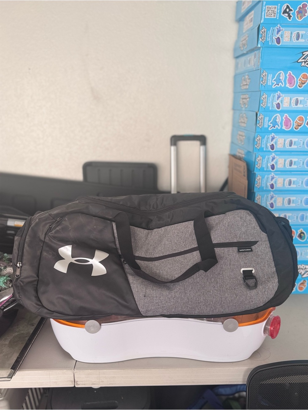 Under Armour Black and Gray Duffel Bag with Logo